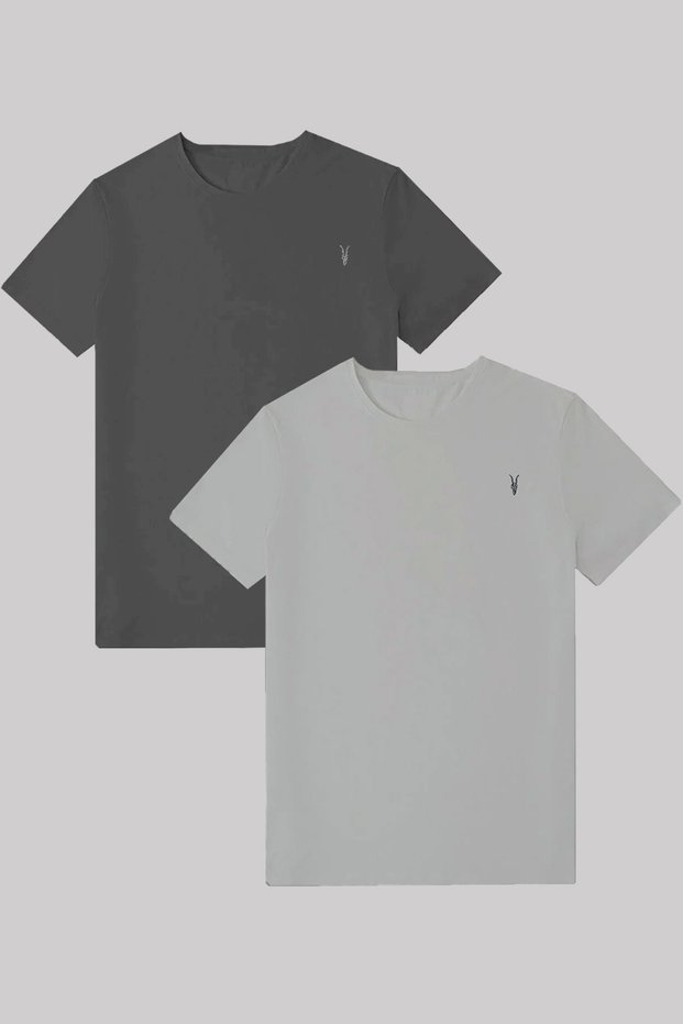 Men's Smoke - Smoke Blue Standard Cut Crew Neck 100% Cotton 2-Piece T-Shirt Pack