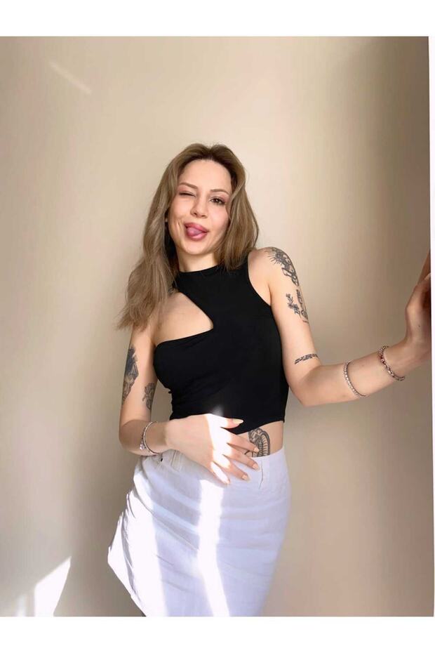 göğüs dekolteli crop bluz - 4