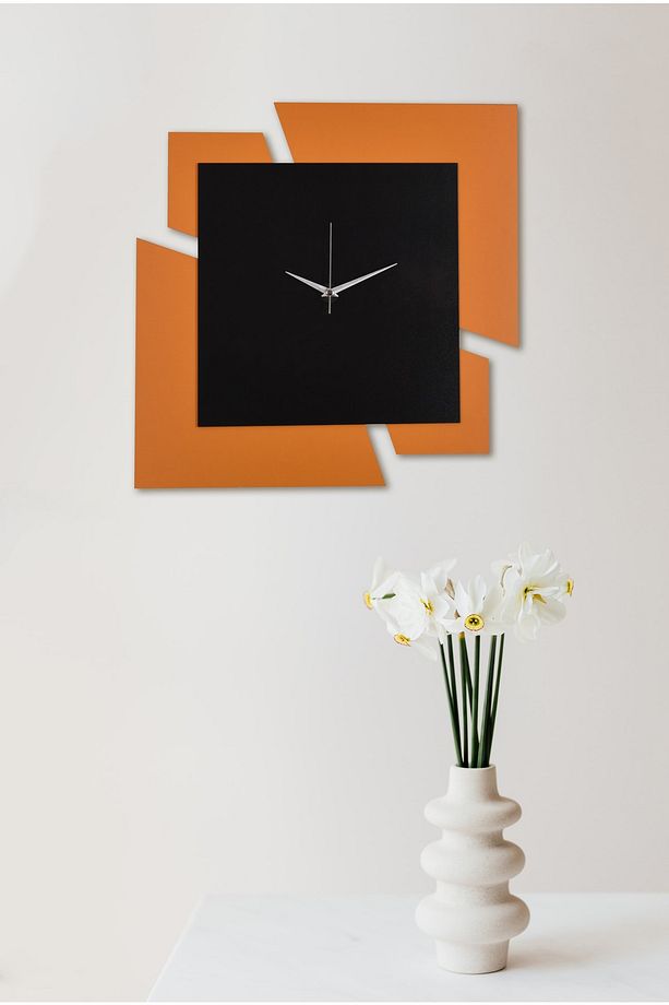 Dekoratif Ahşap Turuncu Duvar Saati 50 Cm - Puzzle - 1