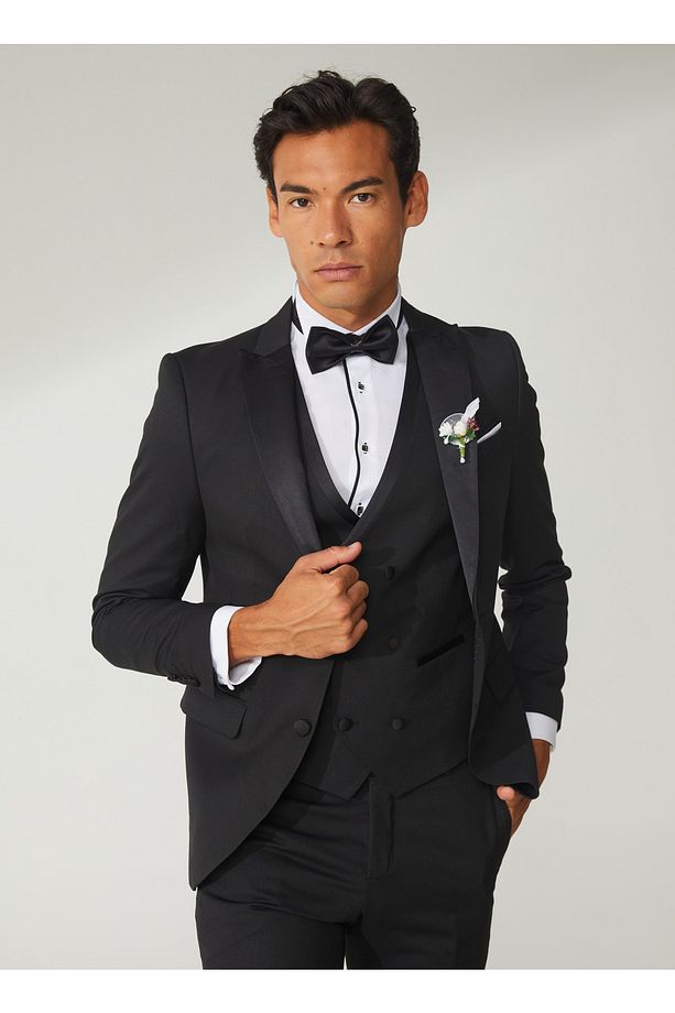 Süvari Normal Bel Slim Fit Siyah Erkek Takım Elbise TK3000400224 - 3
