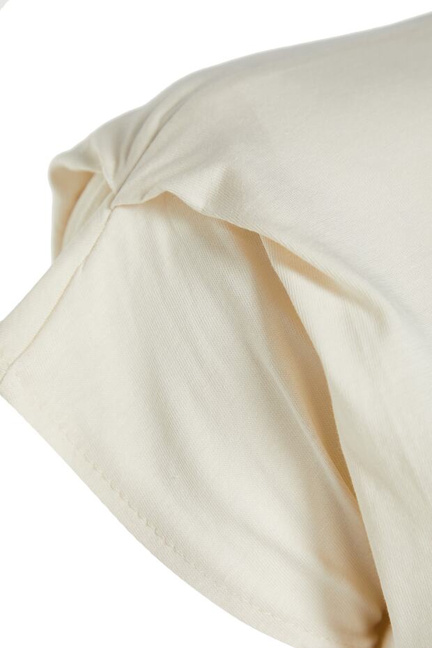 Taş Bisiklet Yaka Kol Detaylı %100 Pamuk Örme T-Shirt TBBSS22BF0023 - 7