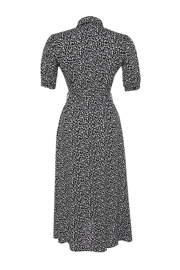Black Patterned Woven Front Buttoned Shirt Dress TBBSS22EL1607 - 8