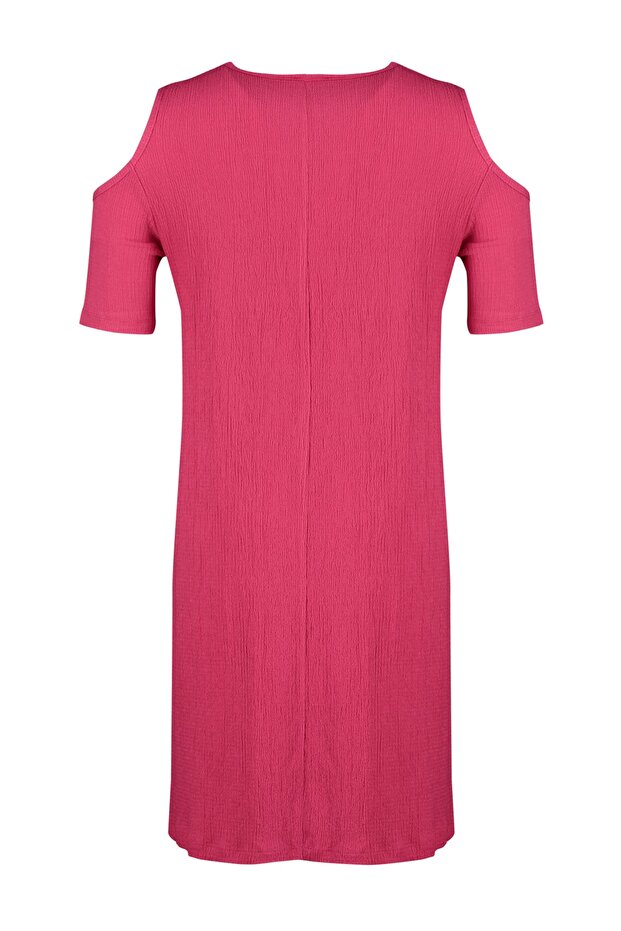 Fuşya A-line Cut-Out Detaylı Örme Elbise TBBSS22EL2986 - 8