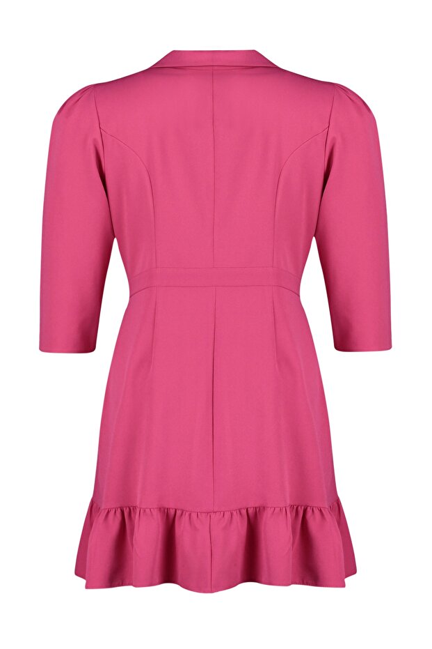 Fukszia nagyméretű mini háromnegyedes ujjú kabátruha - TBBAW23AH00042 - 8