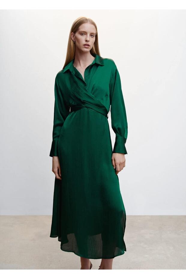 Anvelop Kesimli Gömlek Elbise - 1