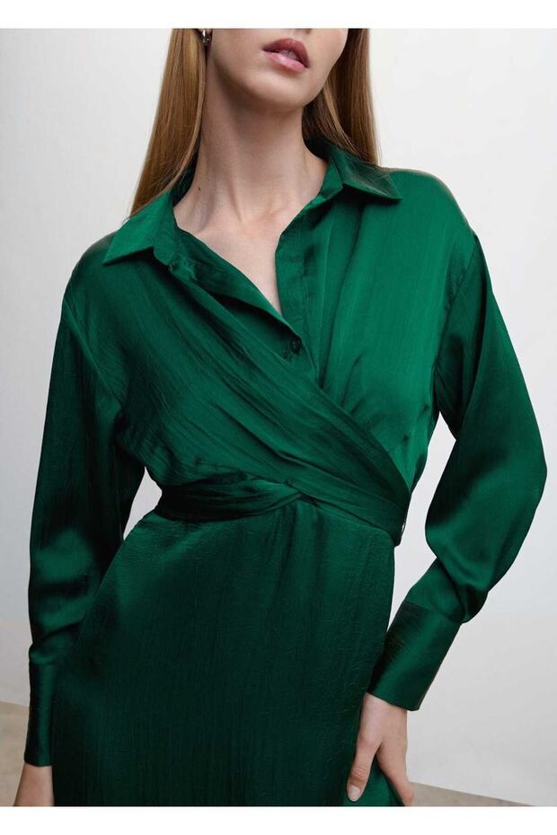 Anvelop Kesimli Gömlek Elbise - 7