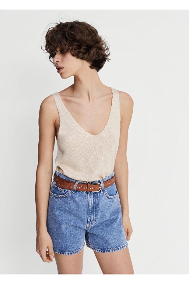 Askılı Triko Bluz - 1