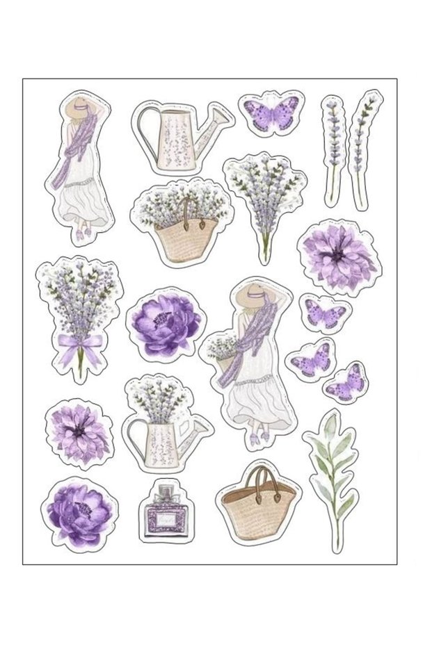 Vintage Stciker Lavender Themed Sticker Set Planner Agenda Bullet Journal Scrapbook/Scrapbooking