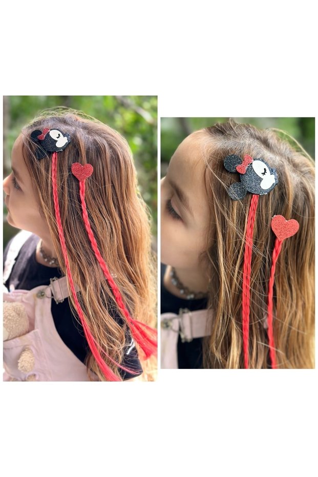 Trend fashion collet hairpiece hair braid 2 pcs buckle silvery heart Minnie mouse mouse red