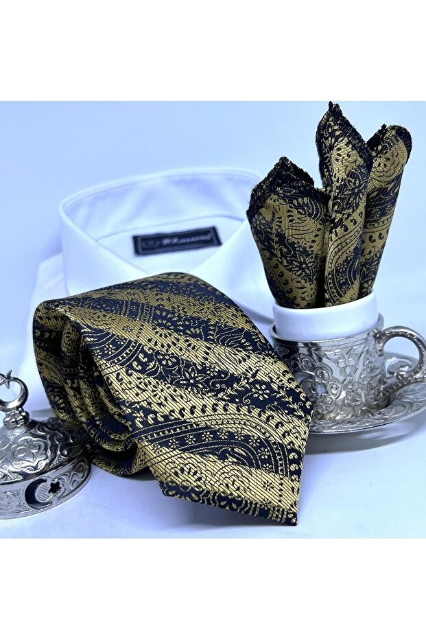 DOKUMA MENDİLLİ KRAVAT - 5
