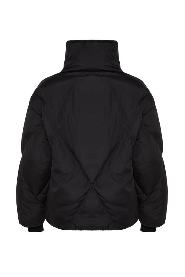 Siyah Oversize Kalıp Su İtici Şişme Kapitone Mont TWOAW24MO00146 - 8
