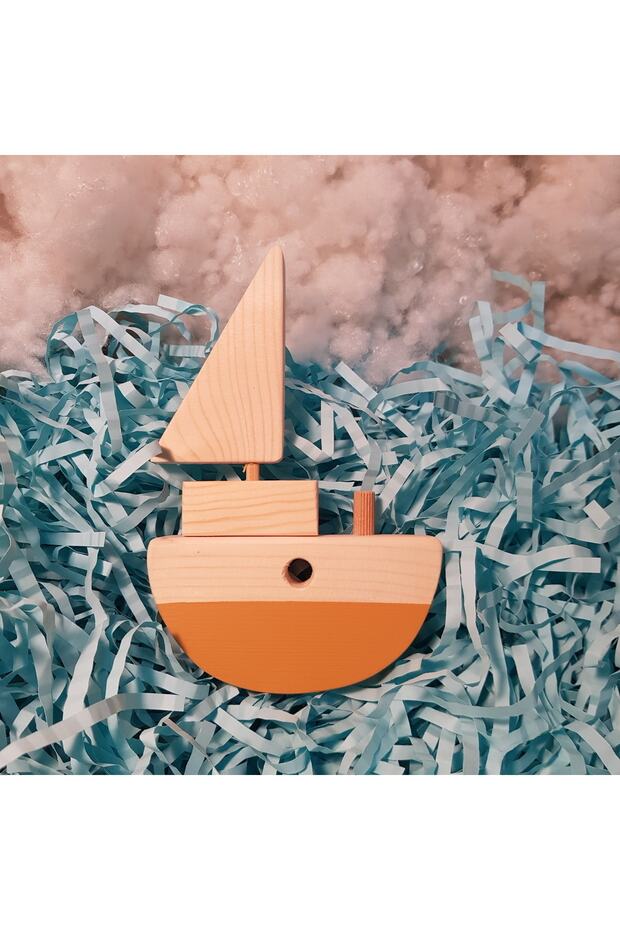 Handmade Wooden Toy Baby Ship Developing Imagination Gift Toy for Kids
