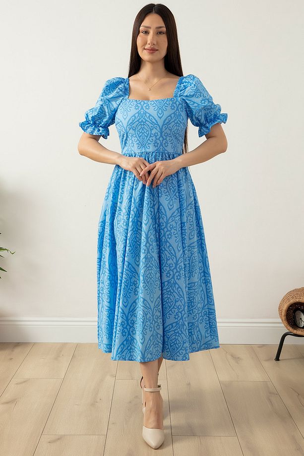 Kare Yaka Poplin Elbise 3161 - 3