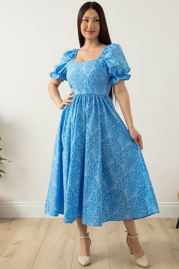 Kare Yaka Poplin Elbise 3161 - 4