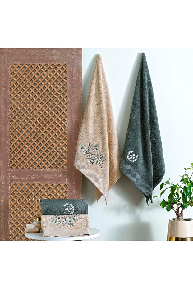 Fall Soft Bamboo Hamam Seti Taba Yeşil - 1