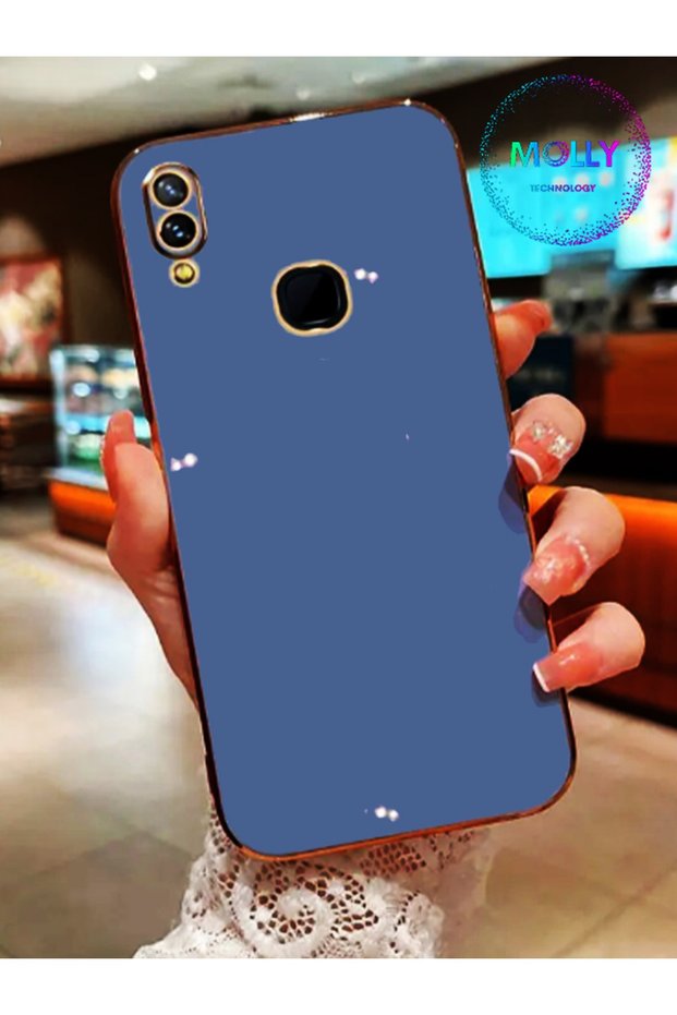 Petrol Blue Edges Luxury Silicone Case for Huawei P Smart 2019 with Gold Detail