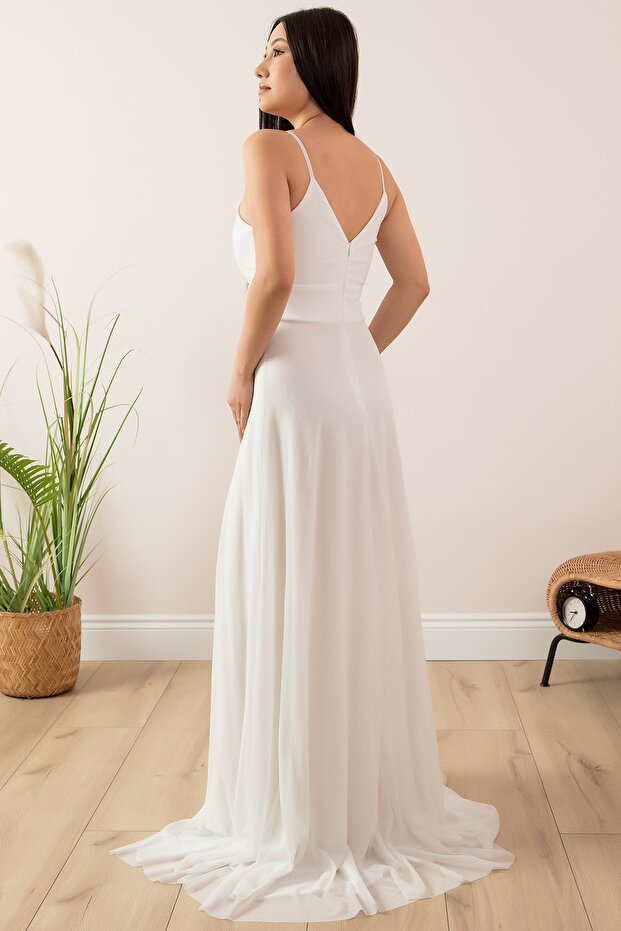 ROCHIE LUNGĂ ARGINTIE CU BRETELE 13417 - 6