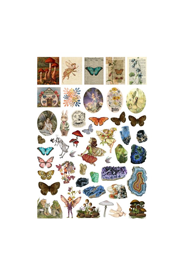 Fairycore Botanical Sticker Set - 45 Stickers, Scrapbook Bullet Journal