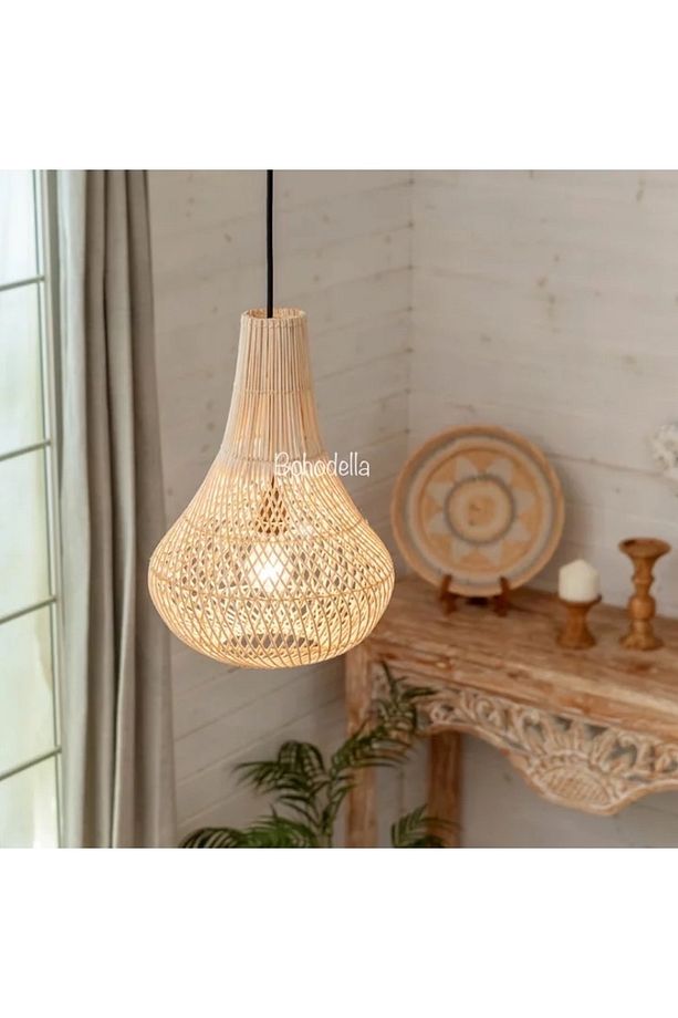 Rattan Bambu Hasır Avize Aydınlatma - 3