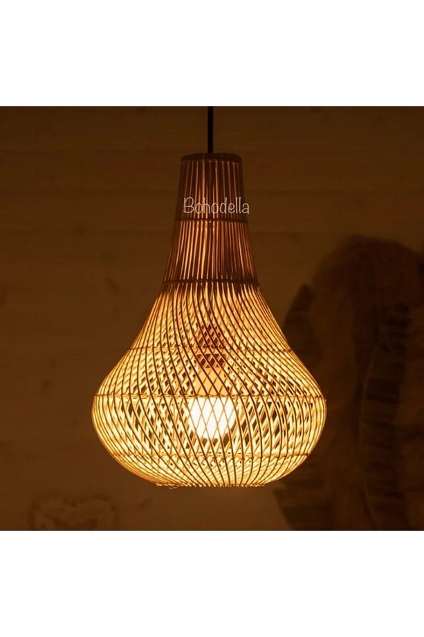 Rattan Bambu Hasır Avize Aydınlatma - 4