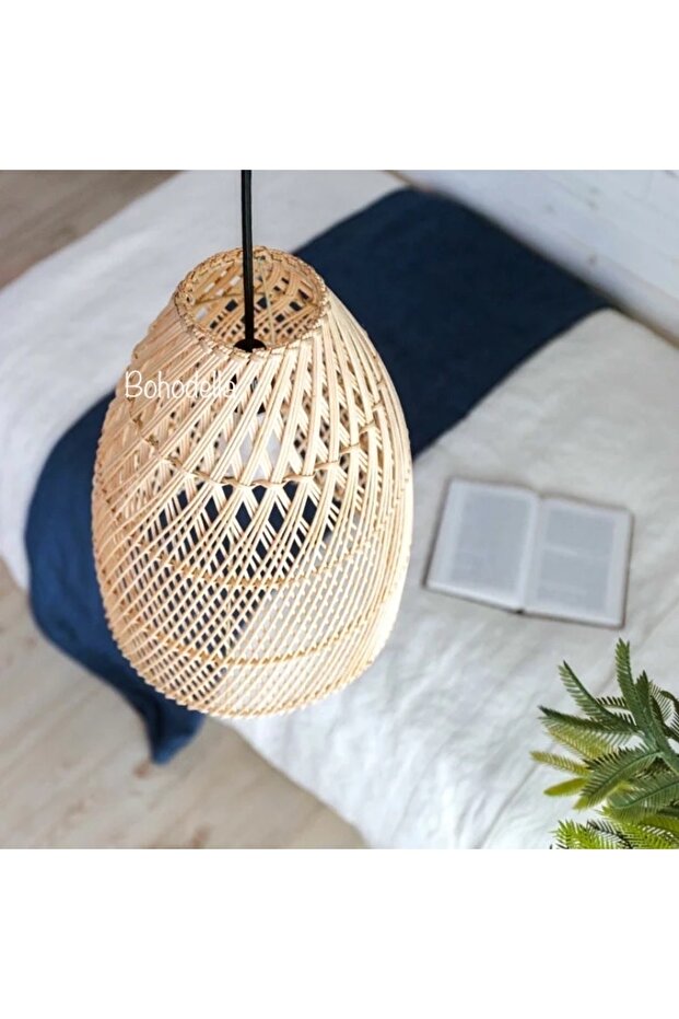 Rattan Bambu Hasır Avize - 3