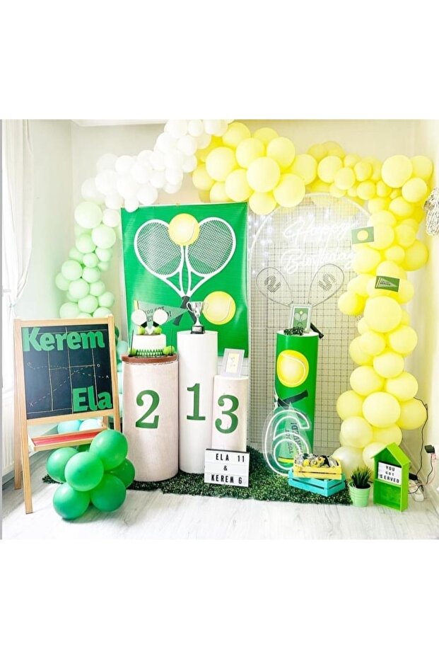 Tennis themed chain balloon birthday set macaron soft