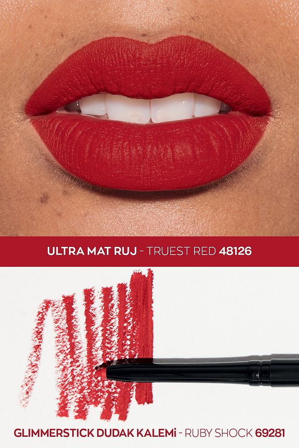 Ultra Mat Ruj Truest Red ve Glimmerstick Dudak Kalemi Ruby Shock Paketi - 2