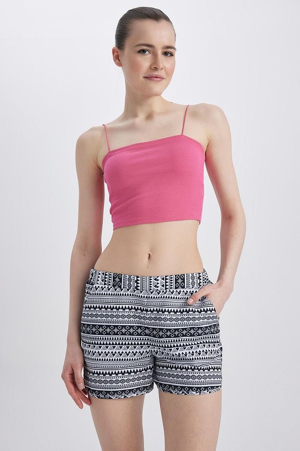 Fall In Love Regular Fit Etnik Desenli Deniz Şortu - 1