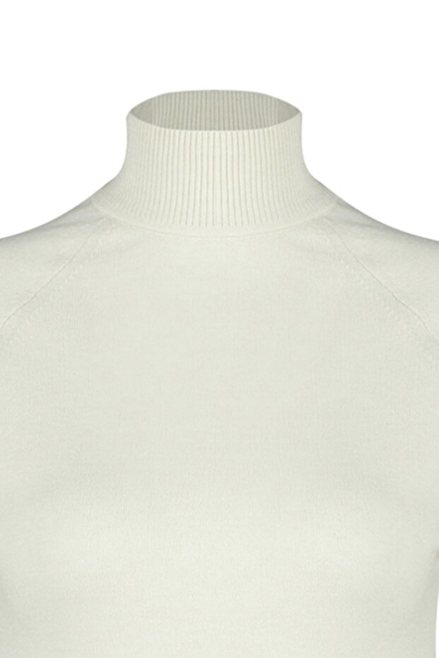 Ekru Merserize Wygląd Premium Przędza/Specjalna przędza Basic Cienka bluzka z dzianiny TWOAW24BZ00005 - 9