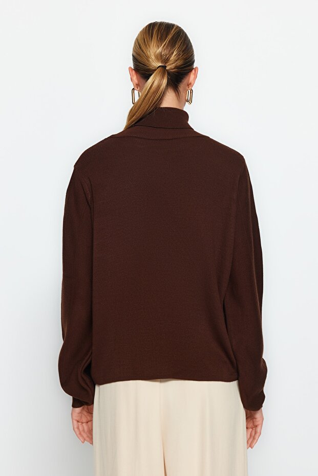 Brauner Basic Rollkragenpullover TWOAW21KZ0485 - 5