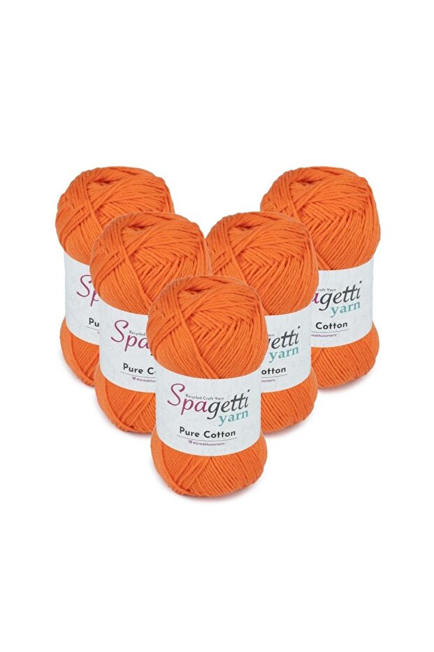 Pure Cotton 5-Piece Orange Hand Knitting Yarn