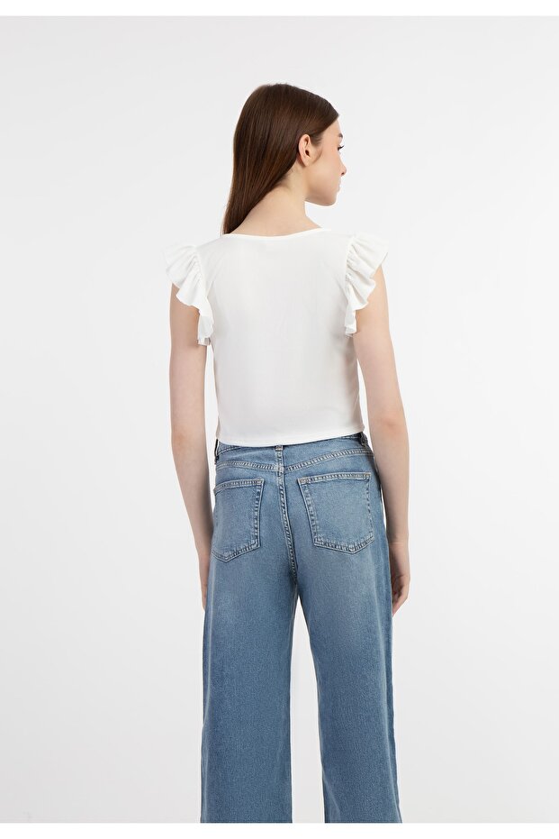 Blond Strick Kurzarm Top - 4