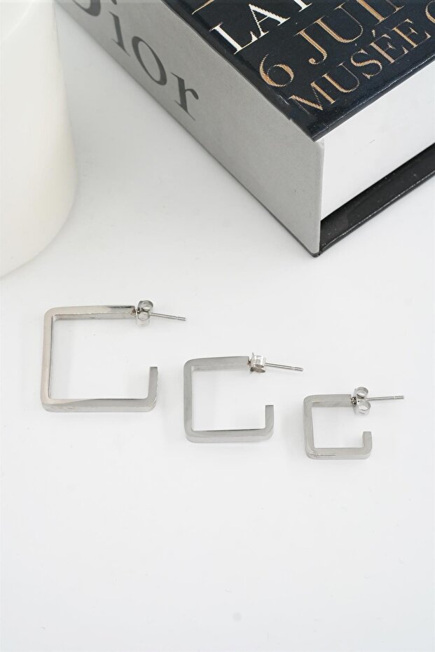 Women's 316 L Stainless Steel Geometric 3 Size Earring Set