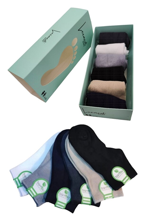 Children's 6 Pairs Summer Bamboo Booties Socks Seamless Toe Flexible