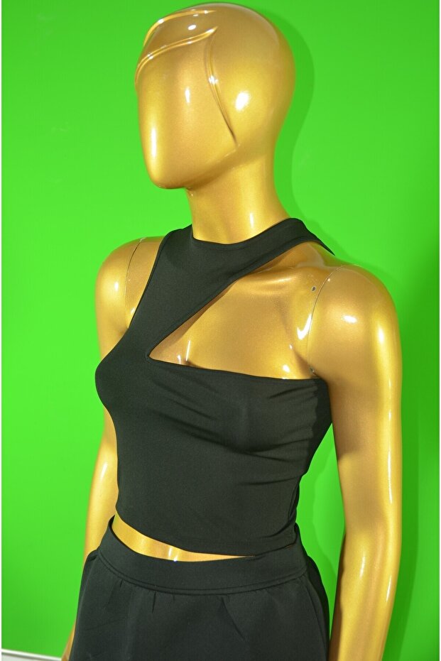 göğüs dekolteli crop bluz - 5