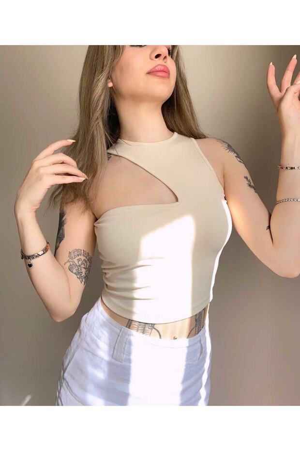 göğüs dekolteli crop bluz - 2
