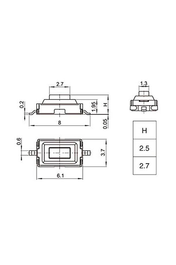 Mini Tip Smd Tact Switch Buton - 2 Bacaklı Push Buton - 3*6*2.5mm - 10 Adet - 5