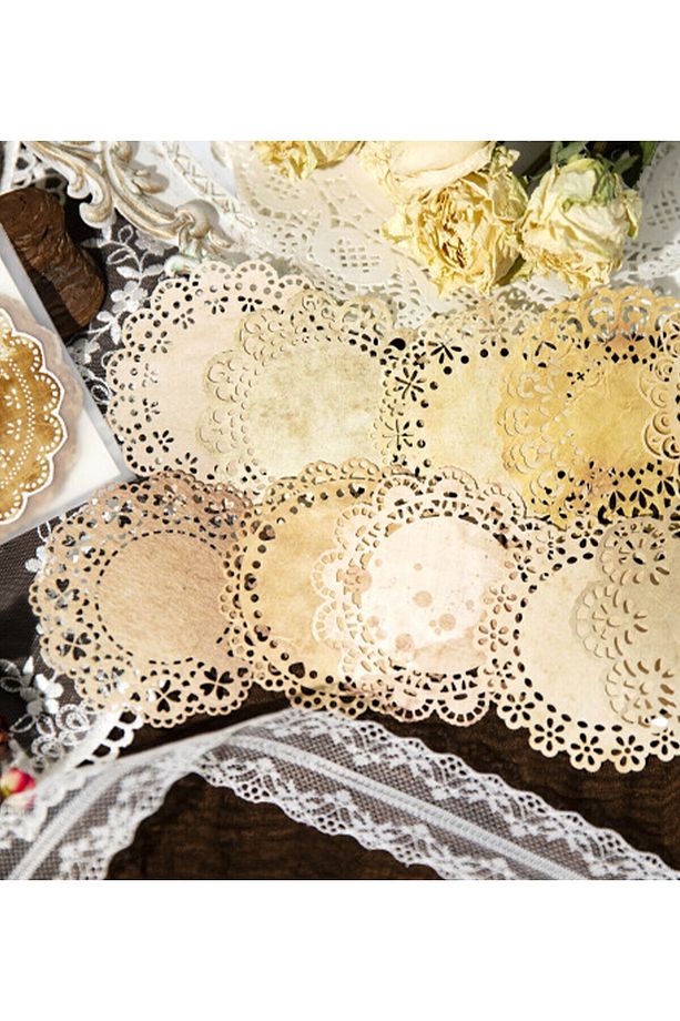 10 Adet Scrapbooking Eskitme Efektli Dekoratif Oyma Dantel Kağıt Malzeme- Bullet Journal - 1