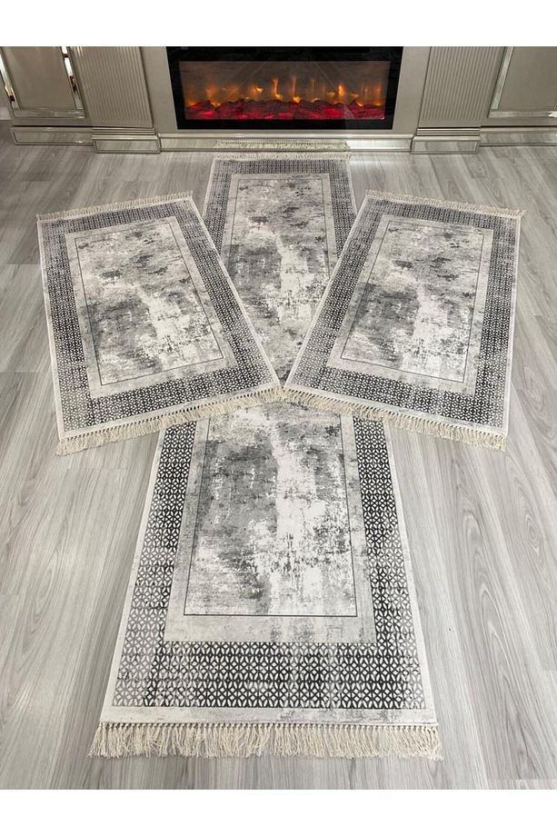 Dijital Baskı Yıkanabilir 3 'lü Yatak Odası Yolluk Takımı 2 Adet 80x150 1 Adet 80x300 Cm Halı Set - 1