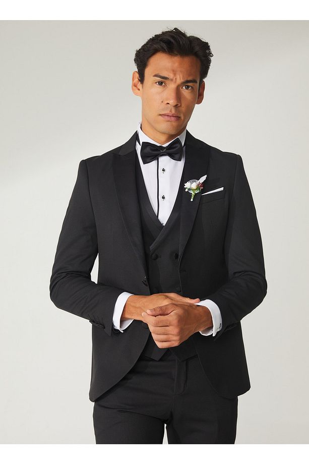 Süvari Normal Bel Slim Fit Siyah Erkek Takım Elbise TK3000400224 - 5
