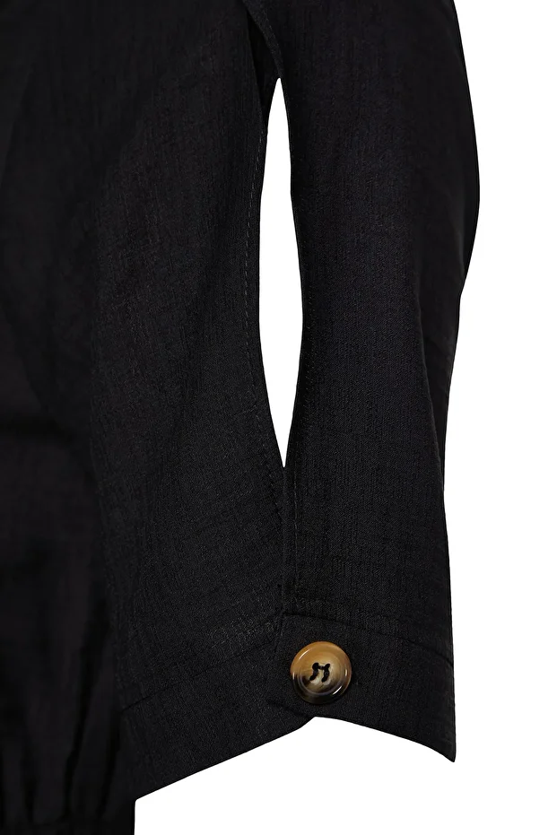 Gewebtes Kleid mit Gips- und Knopfdetails - 6