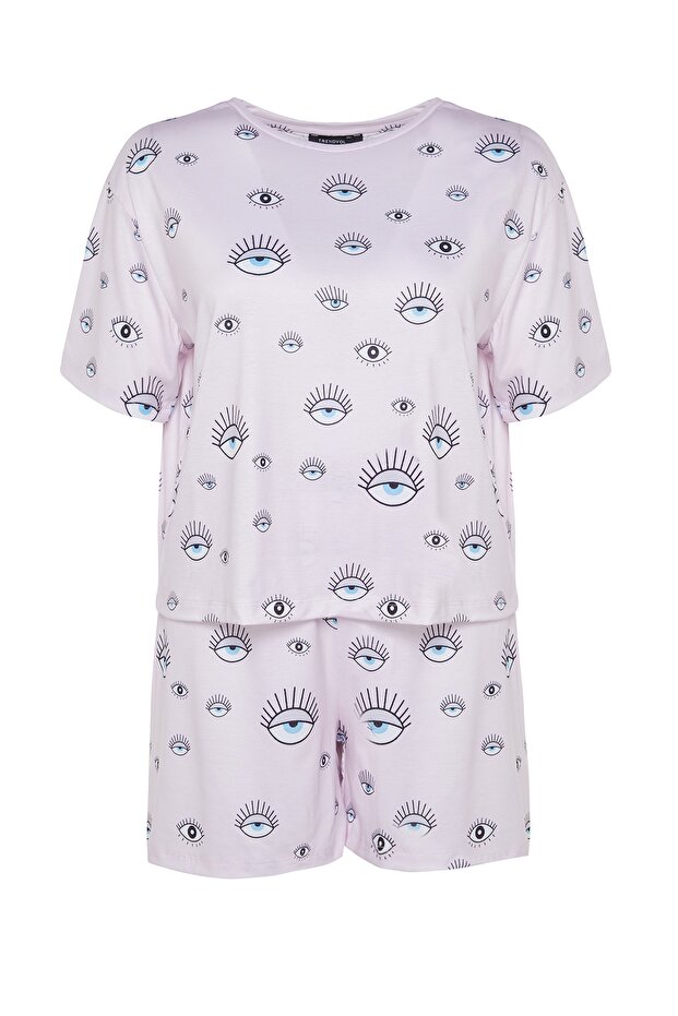 Zestaw piżam z dzianiny w kolorze pudrowym TBBSS22PT0233 - 6