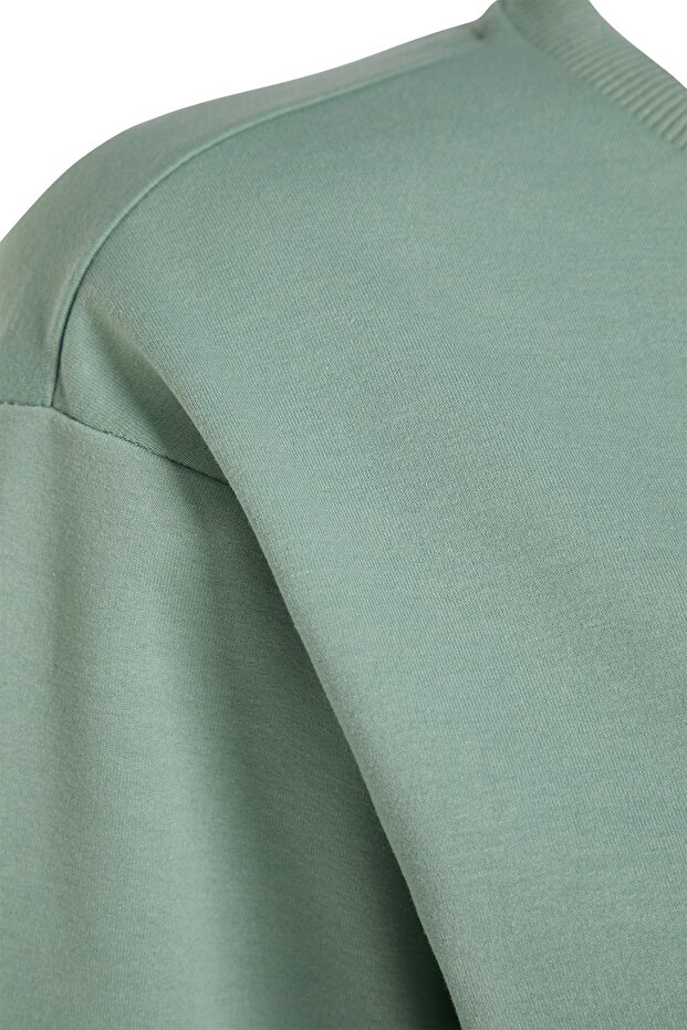 Miętowa, cienka, dzianinowa bluza z rozcięciem TBBSS22SW0173 - 7