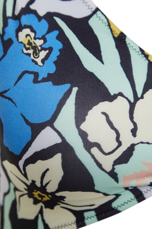 Nagy méretű, többszínű virágmintás V kivágott fürdőruha - nyakkendővel ellátott részletekkel TBBSS23AM00008 - 7