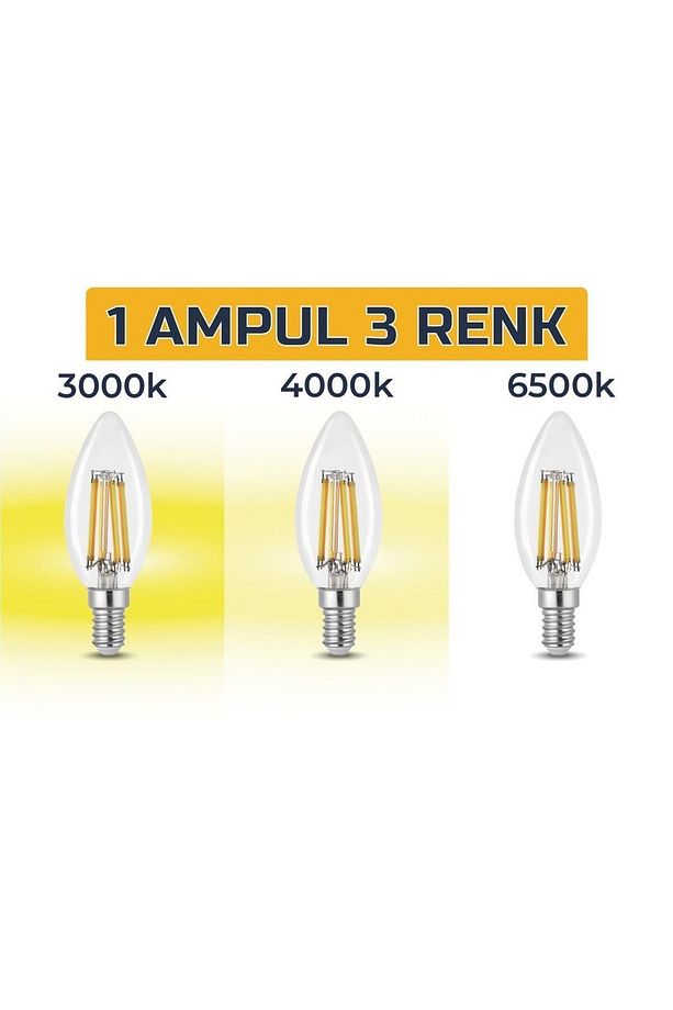 3 Renkli Led Filament Rustik Ampul 6w E14 C35 - 4