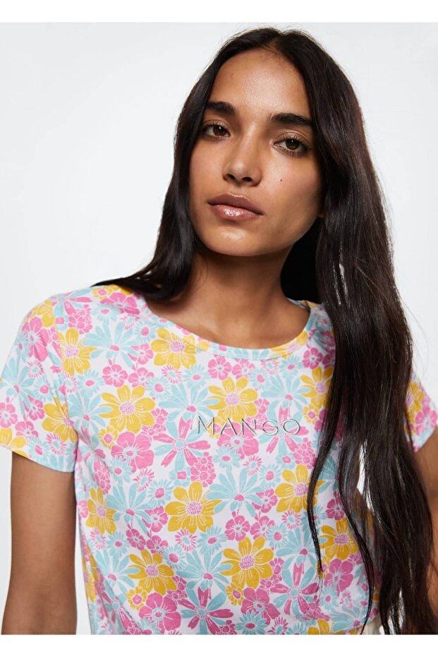 Logo Işlemeli Desenli Tişört - 6