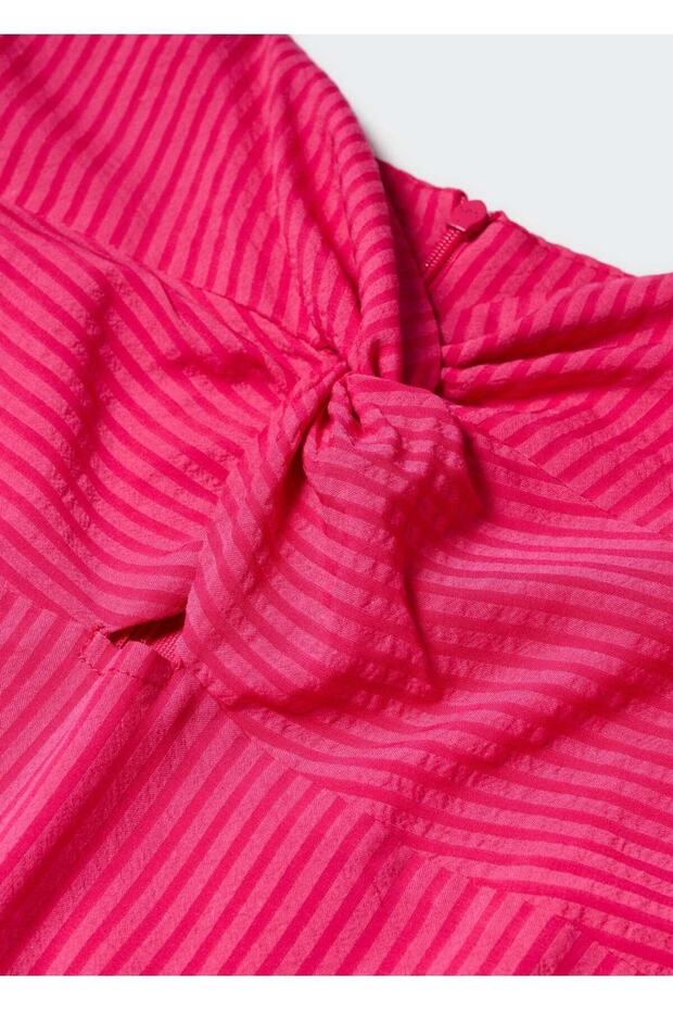 Balon Kollu Dokulu Elbise - 5