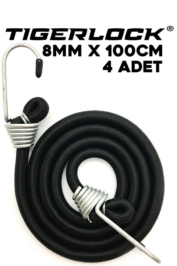 Bagaj Lastiği Kancalı Lastik Siyah 8mmx100cm 4 Adet - 1