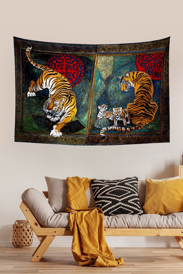 Tiger Bohemian Patterned Wall Cover Rug 70x100, 100x140, 140x200