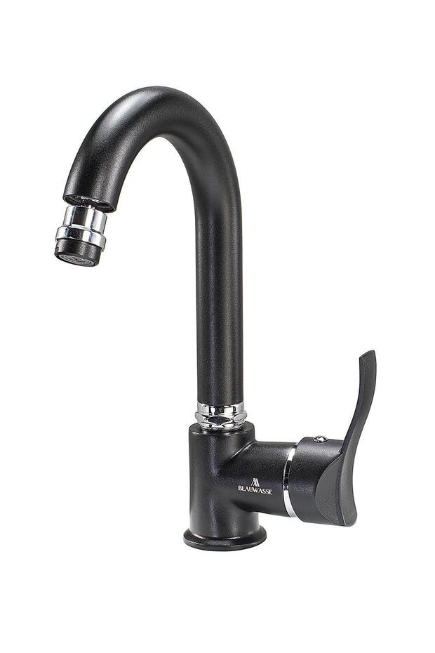 Black Short Swan Code Black Sink Faucet
